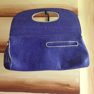 Abas Purple Stingray Leather Top-Handle Clutch Retro fabulous